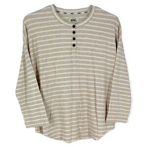 Madewell MWL Breeze Henley Shirttail Tee in Stripe Size Small Modal Blend